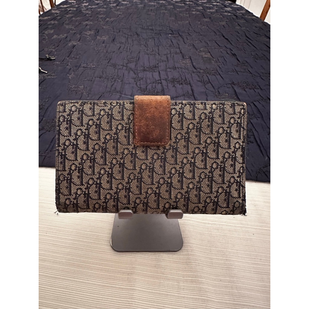 Dior Beige & Blue Canvas & Leather Medium Wallet - Picture 3 of 11